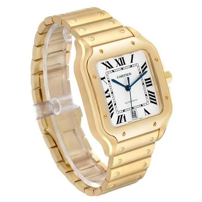 Cartier Santos de Cartier WGSA0029 39.8mm Silvered Opaline Dial With Yellow Gold