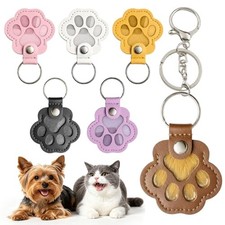 6 Pack Pet Fur Keepsake Keychain, Paw Shaped Leather Cat Dog Hair Keepsake,