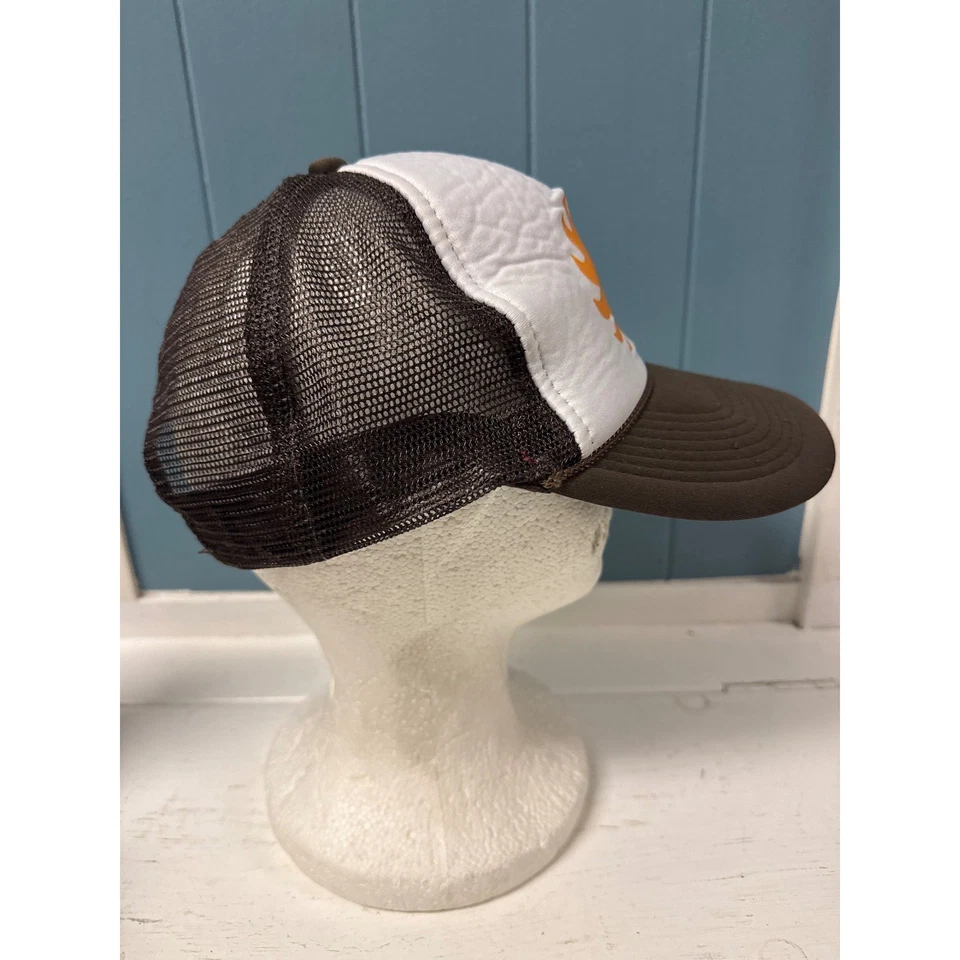 Gorra de béisbol vintage Del Taco Trucker con cierre a presión marrón naranja malla Foto 4 de 4