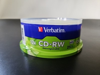 25 VERBATIM CD-RW 4X-12X High Speed Branded Logo 700MB Rewritable Disc 95155