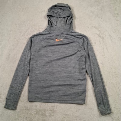 Nike Hoodie Damen XL Grau Dri Fit Training Gym Daumenlöcher Fly Knit