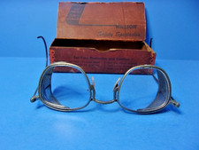 Vintage Willson Safety Glasses Hinged Metal Mesh Sides Steampunk Spectacles IOB