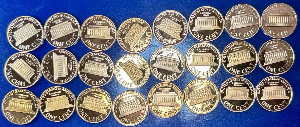 24 Coins Partial Roll Of Mixed Date Proof Lincoln Memorial Cents 1983-2006 - Image 2 of 2