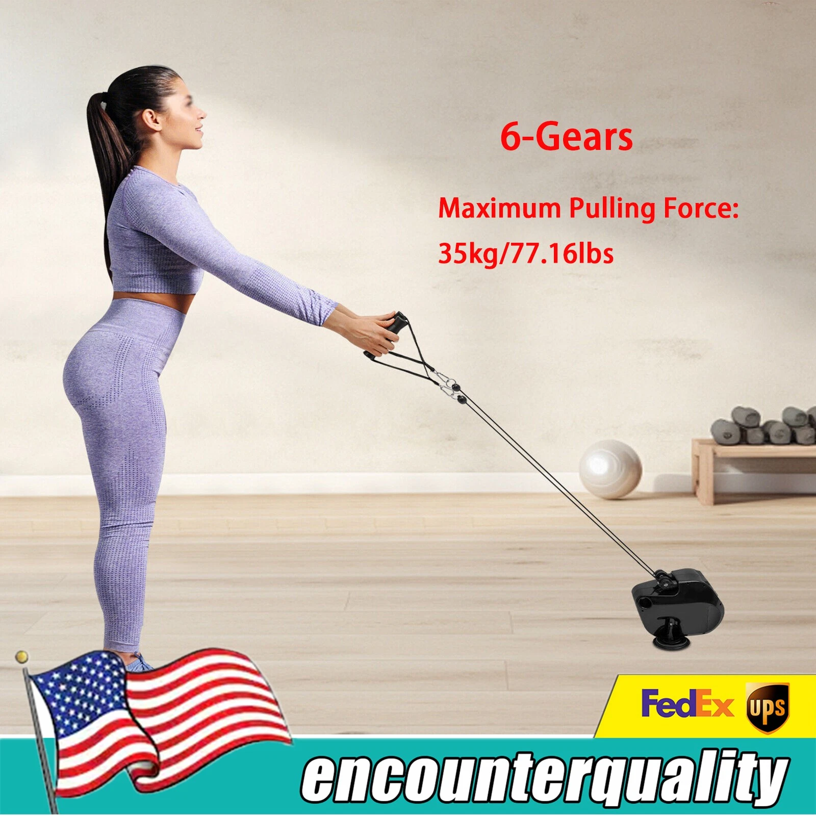 6-Gears Fitness Endless Rope Trainer Machine Exercise Resistance Chest Muscle