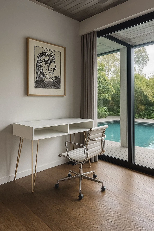 Schreibtisch Weiss Homeoffice Tisch Computertisch Holztisch Bürotisch Skandi - Bild 2 von 4