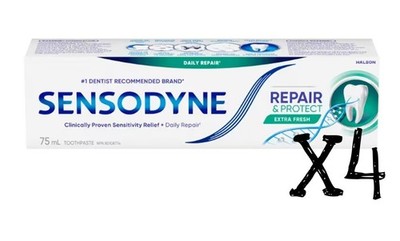 75ml Sensodyne Repair Protect Daily Repair Toothpaste Extra Fresh x4 Novamin Can