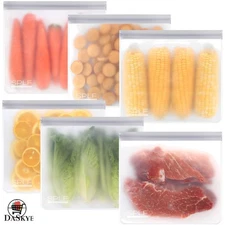 Eco-Friendly 6 Pack Reusable Food Storage Bags - BPA Free, Leakproof & Durable