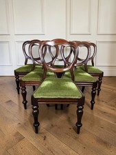 An Antique Victorian Set of Six Balloon Back Dining Chairs ~Delivery Available~