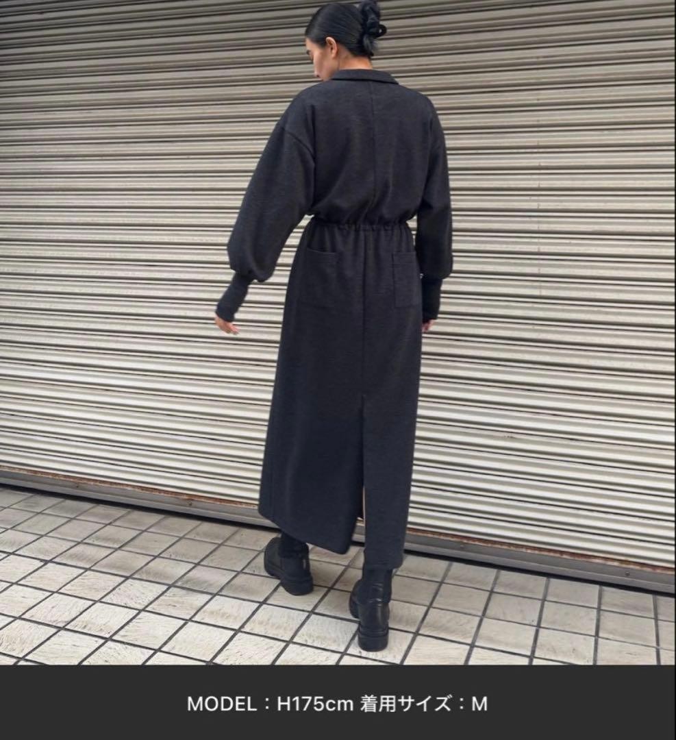 AMERI RELAX DRAWSTRING SWEAT DRESS Black M - image 10