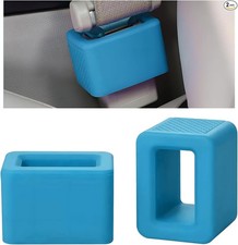 2 PCS Car Seat Belt Buckle Holder, Silicone Auto Seat Belt Buckle Booster, Blue