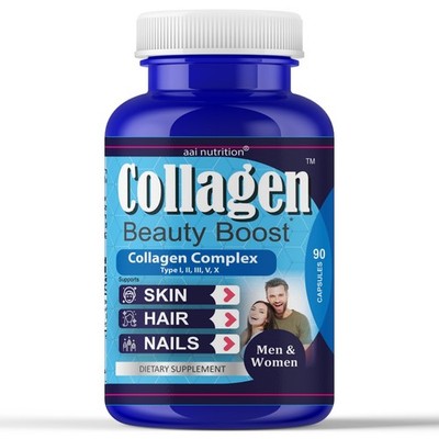 Multi Collagen Peptides I II III V X Collagen Beauty Booster Men Women 90Caps