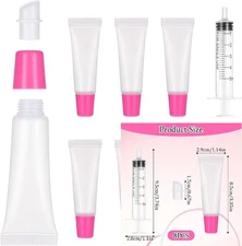 8 Pcs Empty Lip Gloss Tubes, 10ml Balm Squeeze Tubes With 5ml Syringes,... 