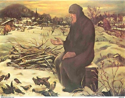 Carte Postale - Art - Peinture Religieuse - Marcel Gillis - Saint François aux o - Photo 1/2