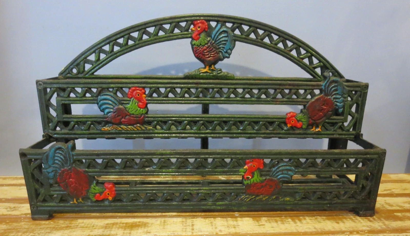 Cast Iron Rooster Hanging or Countertop Spice Rack