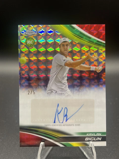 2025 Topps Chrome Tennis Kaylan Bigun Red Refractor Auto RC 2/5