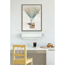 Sylvie "Hot Air Balloon Travel" by July Art Prints Gray Framed Art Print 18 In.