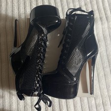 Women's Splicing Platform Ankle Boots Stilettos Shoes Round Toe Party Fashion
