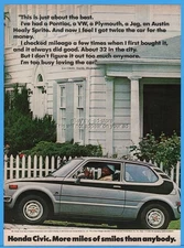 1974 Honda Civic Photo Lee Childs Seattle Washington More Miles of Smiles Ad