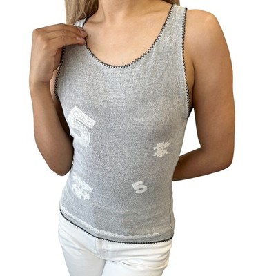 CHANEL シャネル vintage ロゴ ノースリーブ タンクトップ CHANEL Vintage 04P CC Logo Mesh See-through Tank Top #38 Gray