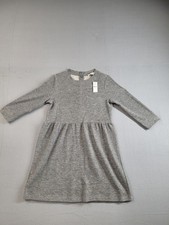 Loft Women Dress S Gray Ribbed Long Sleeve A Line Swing Gathered Waist Knit