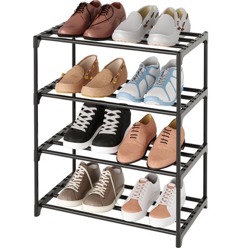 Metal Small Shoe Rack,Stackable Kids Shoe Stand,Narrow Shoe Storage Shelf for...