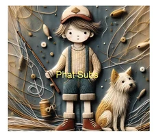 20oz Sublimation Tumbler Wrap Boy & His Dog Fishing Ready To Press Heat Transfer