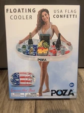 USA Flag Confetti Floating Cooler Inflatable Drink Holder for Pools 4th of July