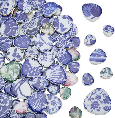 500G Broken China Mosaic Tiles Porcelain Irregular Blue and White Mosaic Pieces