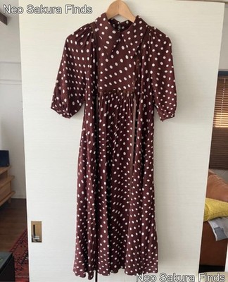 alexa chung brown polka dot dress Mirabella Long Sleeve Fitted Evening Dress main image 0