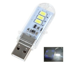 White Portable USB 3 LED SMD Touch Switch Night Card Lamp Camping Reading Light