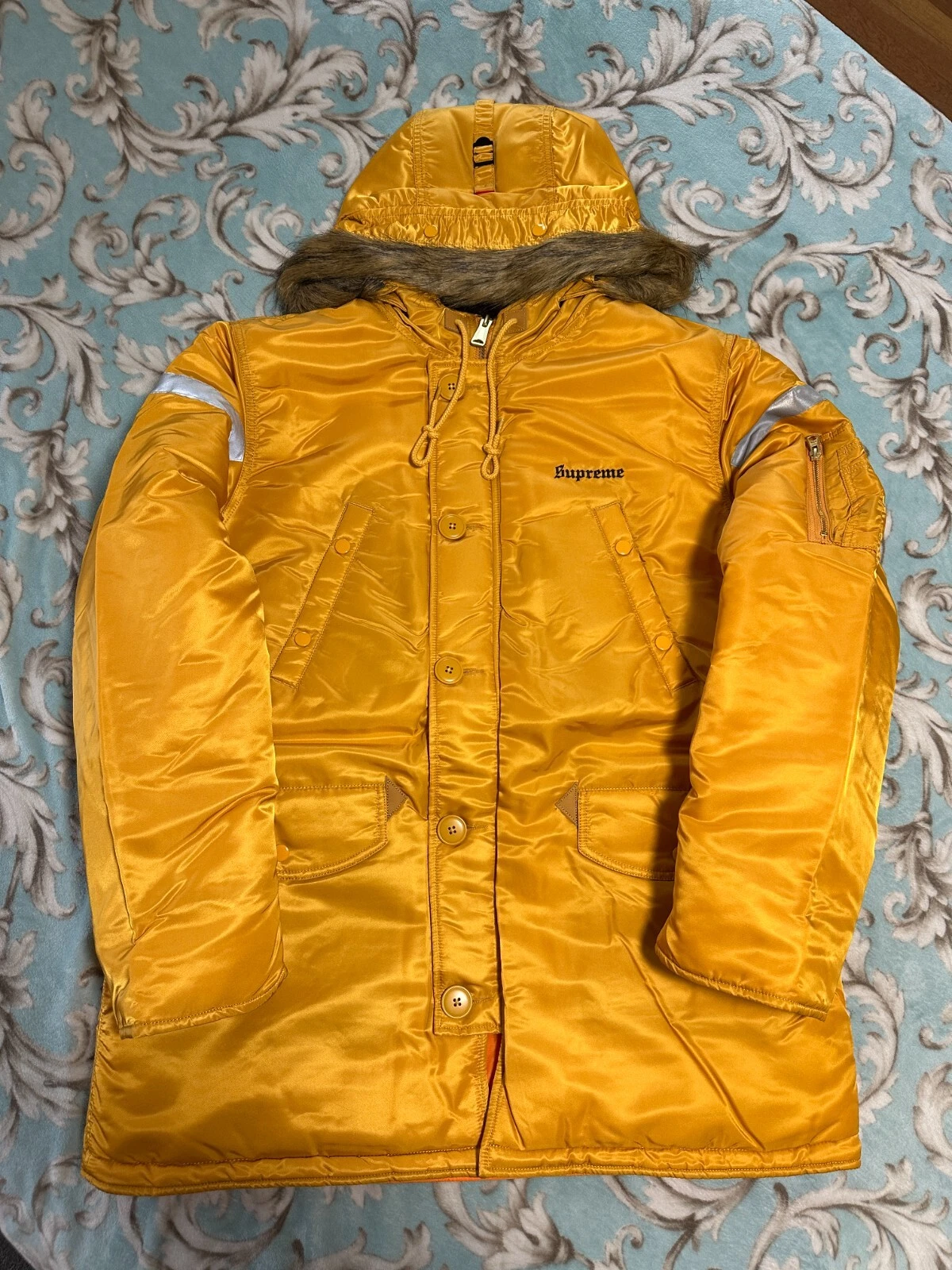 PARKA SUPREME REFLECTIVE CROSS N 3B (XL) (GIALLO) FW17 NUPTSE PUFFY JACKET COAT