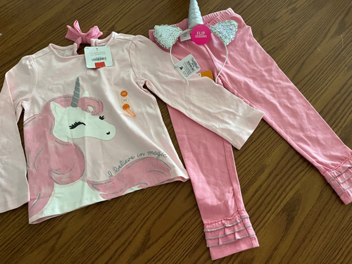 NEU GYMBOREE MÄDCHEN VERZAUBERTES WINTER EINHORN LANGARM OBERTEIL UND LEGGINGS GRÖSSE 3T
