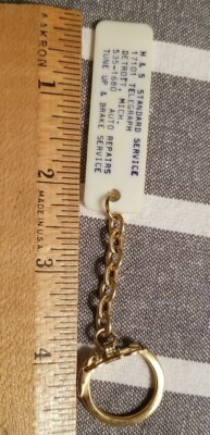 H & S Standard Service Oil Detroit Michigan Gas Station Auto Keychain
