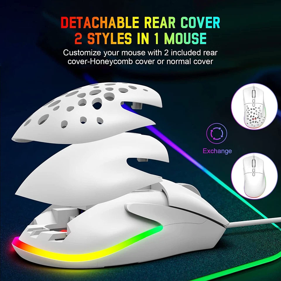 Gaming Mouse USB Wired Programmable 7 Buttons 12000 Dpi Adjustable RGB Backlit - Image 3 of 4