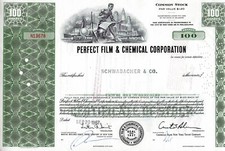 Perfect Film & Chemical Corporation, 1967 (100 Shares) Schwabacher & Co.