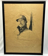 1918 Original Josef Pierre Nuyttens Etching King Albert Belgium Portrait Signed