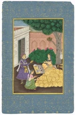 A Women Selling Watermelon Hand-Painted Indian Art & Painting 6x9.5 Inches