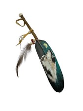 HAND PAINTED FEATHER , ARTS & CRAFTS ,SOUTHWEST ART , NEW , WOLF