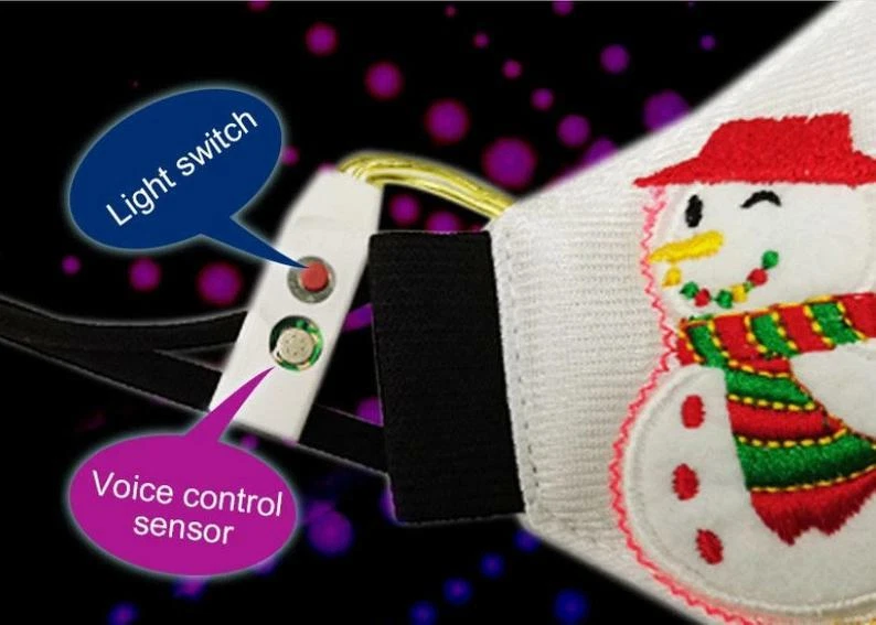 Flashing LED Luminous Face Mask Cover USB Rechargeable Light Up Christmas - Image 4 of 4