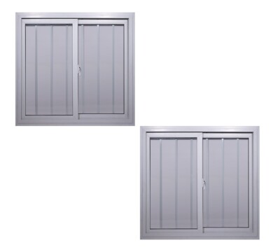 2 PK 44''x44'' Shipping Container Window w/ Security Bars PVC Sliding Window Du...