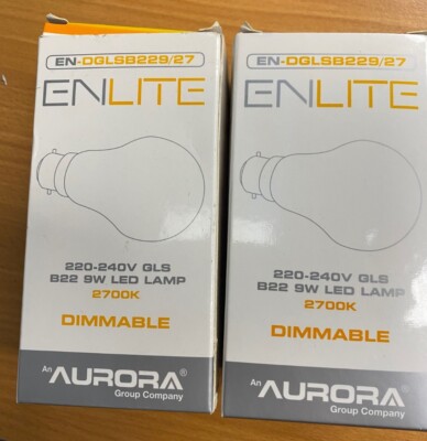  2x Enlite EN-DGLSB229/27 240V GLS B22 9W 810lm Dim LED Lampe 2700K