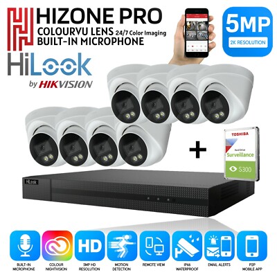HIKVISION 5MP DVR CCTV SYSTEM FARBE NACHT EINGEBAUTES MIKROFON KAMERA HEIMSICHERHEITSSET