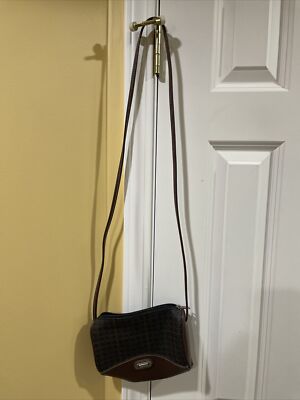 Vintage Esprit Crossbody Bag Plaid Brown Piping EUC