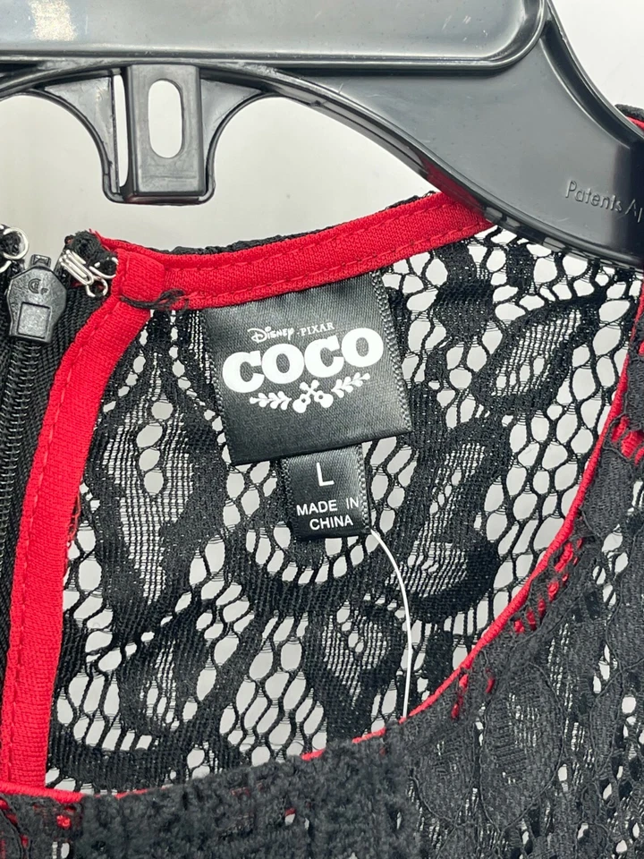 Vestido Disney Coco Niñas Grande Negro Encaje Sin Mangas Rojo Forrado Ajuste y Acampanado Nuevo con Etiquetas Foto 3 de 4