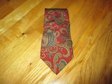 Men's Vintage Burberrys of London Red Blue Jacobean Paisley 100 Silk Neck Tie