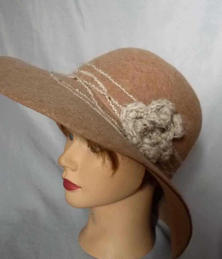BETTINA ITALY BEIGE WOOL WIDE BRIM HAT | eBay display picture 1