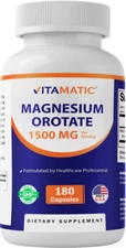 Vitamatic Magnesium Orotate Supplement – 1500mg per Serving, 180 Capsules