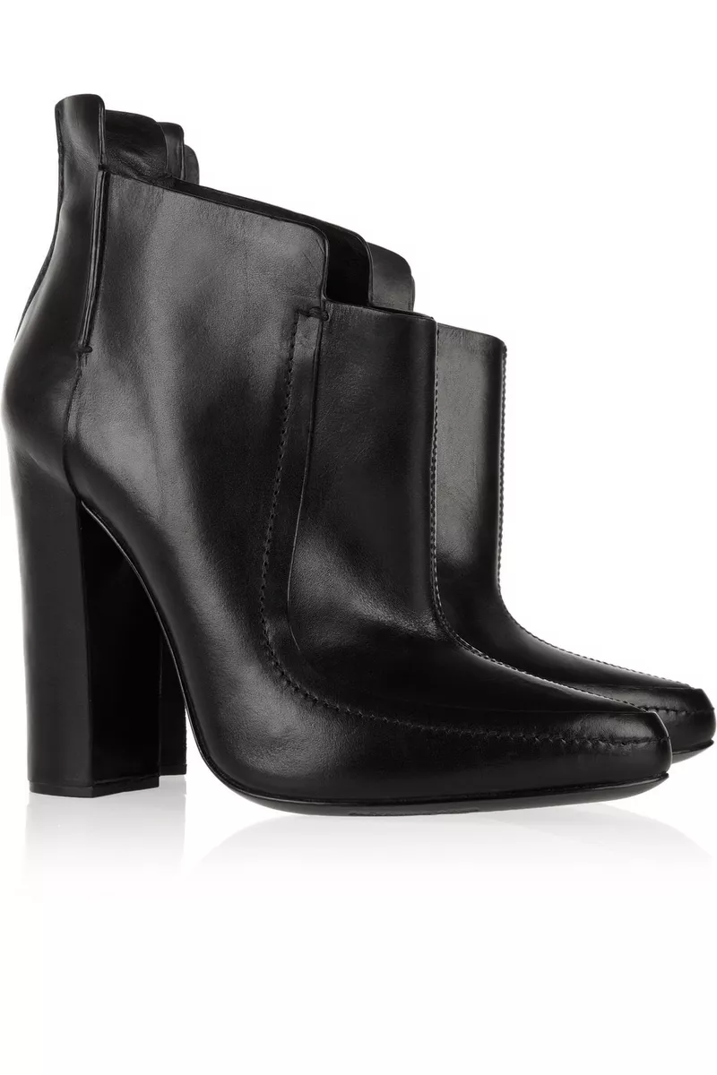 ALEXANDER WANG Ladies Black Leather Ankle Boots Block Heel Size UK 6 EU 39