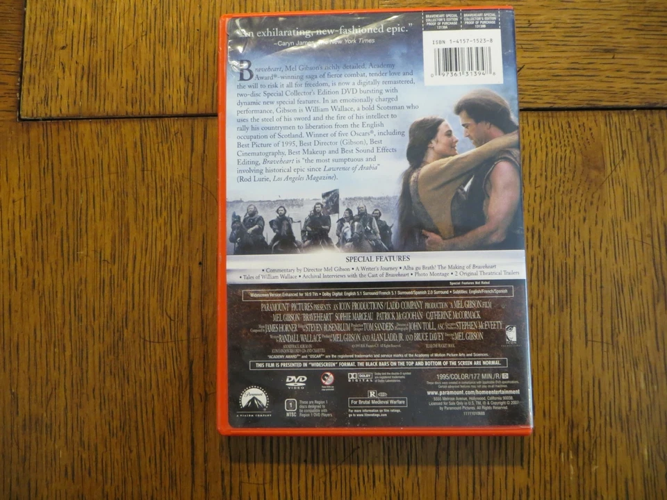 Braveheart - Mel Gibson, Sophie Marceau, Patrick McGoohan 1995 DVD GOOD!!! - Image 2 of 3