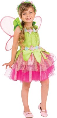Spring Fairy Tale Pixie Pink Green Fancy Dress Up Halloween Child Costume